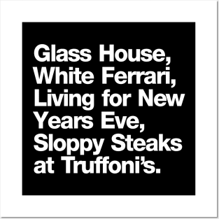 Glass house white ferrari living for new years eve sloppy steaks at Truffoni's Posters and Art